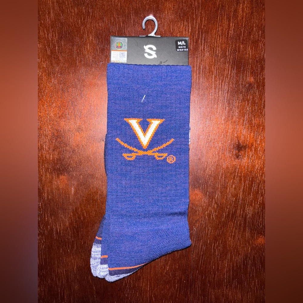 UNIVERSITY OF VIRGINIA STRIDELINE CREW SOCKS NWT MEN’S SHOE SIZE 8-12
